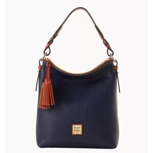Dooney and Bourke Womens Sloan Midnight Blue Pebble Leather Shoulder Bag